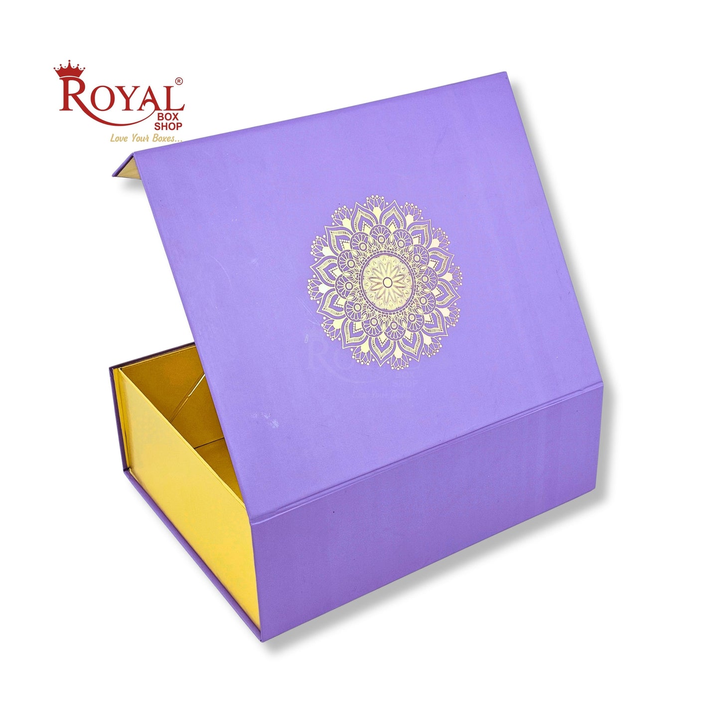 Royal Box Shop® Premium Rigid Gift Box I 12x10x4 Inch I Royal Purple I Collapsible with Ribbon