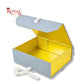 Royal Box Shop® Premium Rigid Gift Box I 12x10x4 Inch I Royal Grey I Collapsible with Ribbon