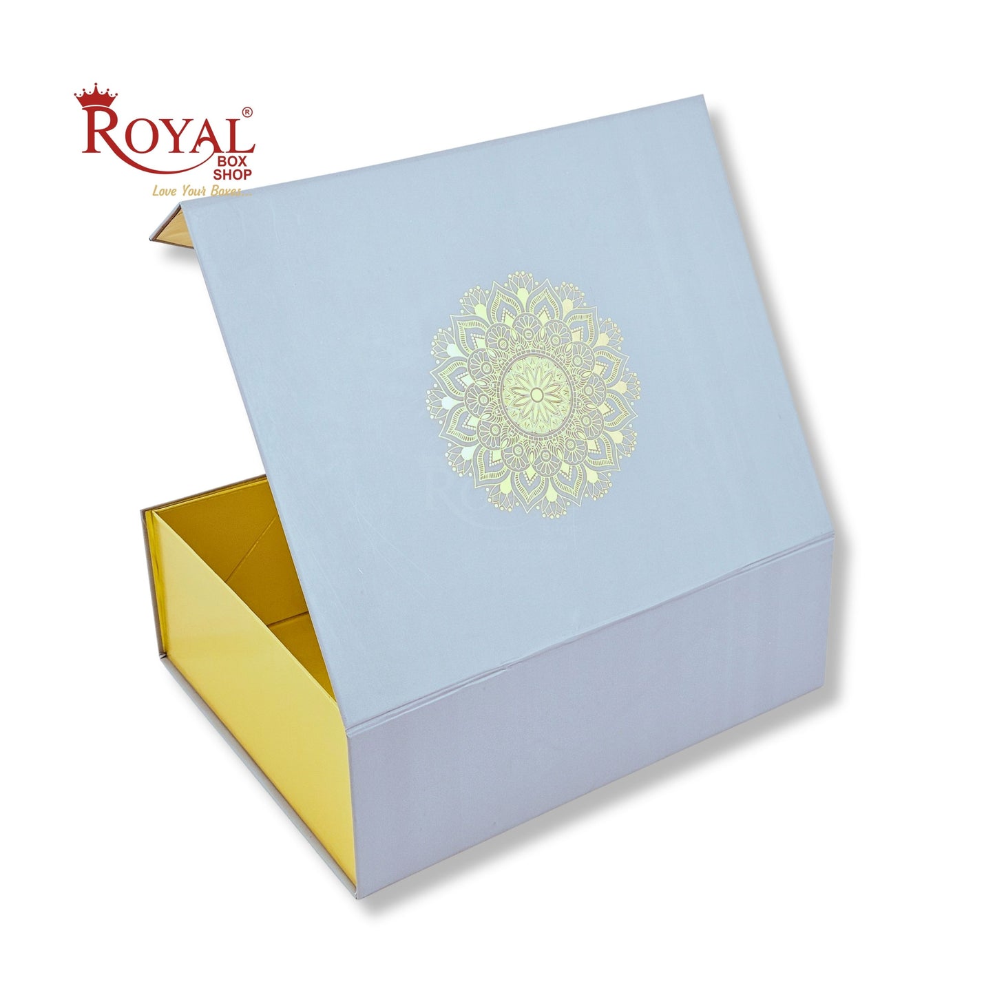 Royal Box Shop® Premium Rigid Gift Box I 12x10x4 Inch I Royal Grey I Collapsible with Ribbon