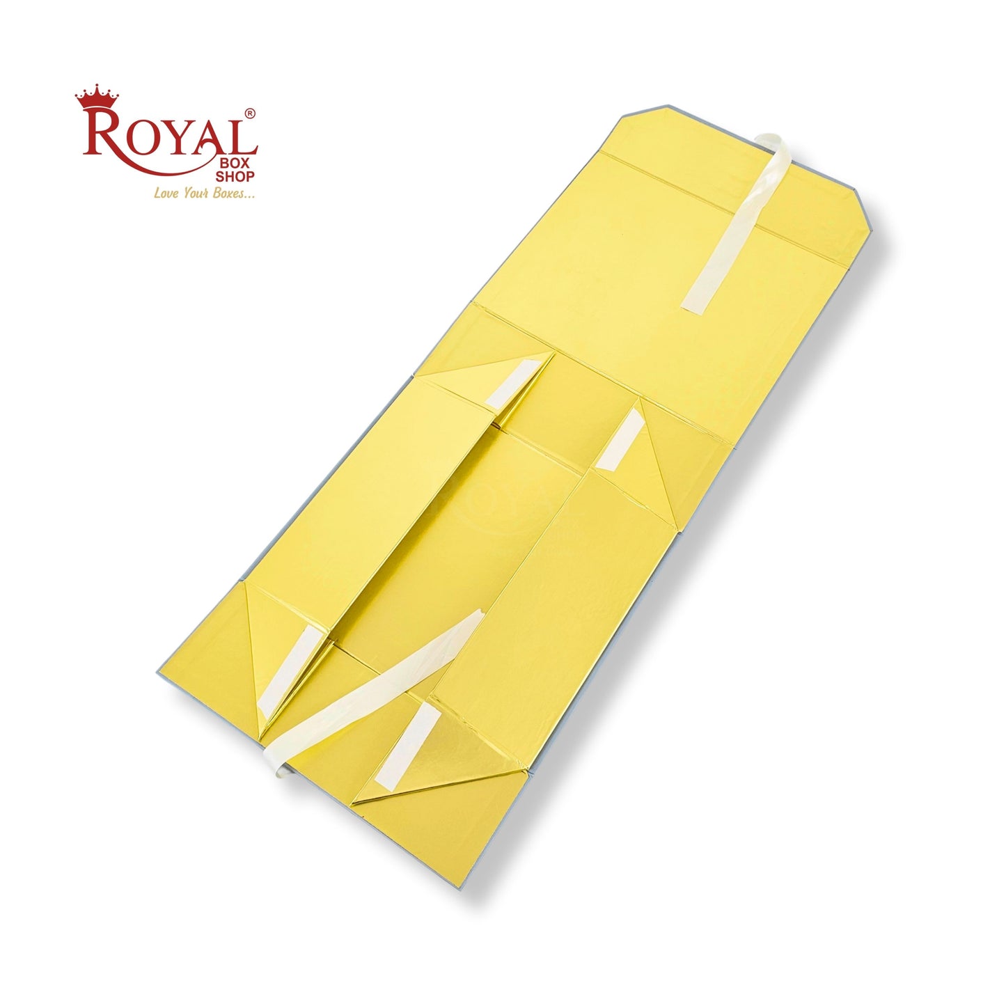 Royal Box Shop® Premium Rigid Gift Box I 12x10x4 Inch I Royal Grey I Collapsible with Ribbon
