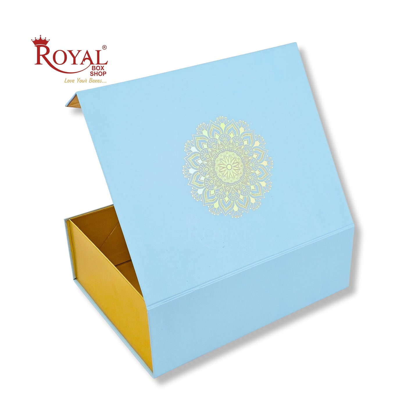 Royal Box Shop® Premium Rigid Gift Box I 12x10x4 Inch I Royal Blue I Collapsible with Ribbon