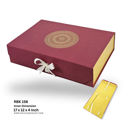 Royal Box Shop® Premium Rigid Gift Box I 17x12x4 Inch I Royal Red I Collapsible with Ribbon