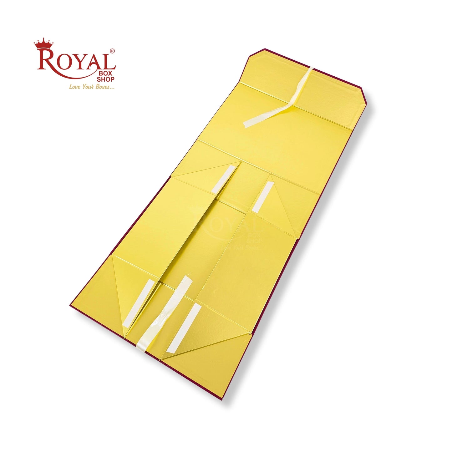 Royal Box Shop® Premium Rigid Gift Box I 16x11x6 Inch I Royal Red I Collapsible with Ribbon