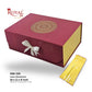 Royal Box Shop gift box packaging set, featuring a deep red textured outer box with a gold mandala design on the lid, a white ribbon bow, and a separate gold inner box shown beside it. Product text indicates dimensions 16 x 11 x 6 inches.