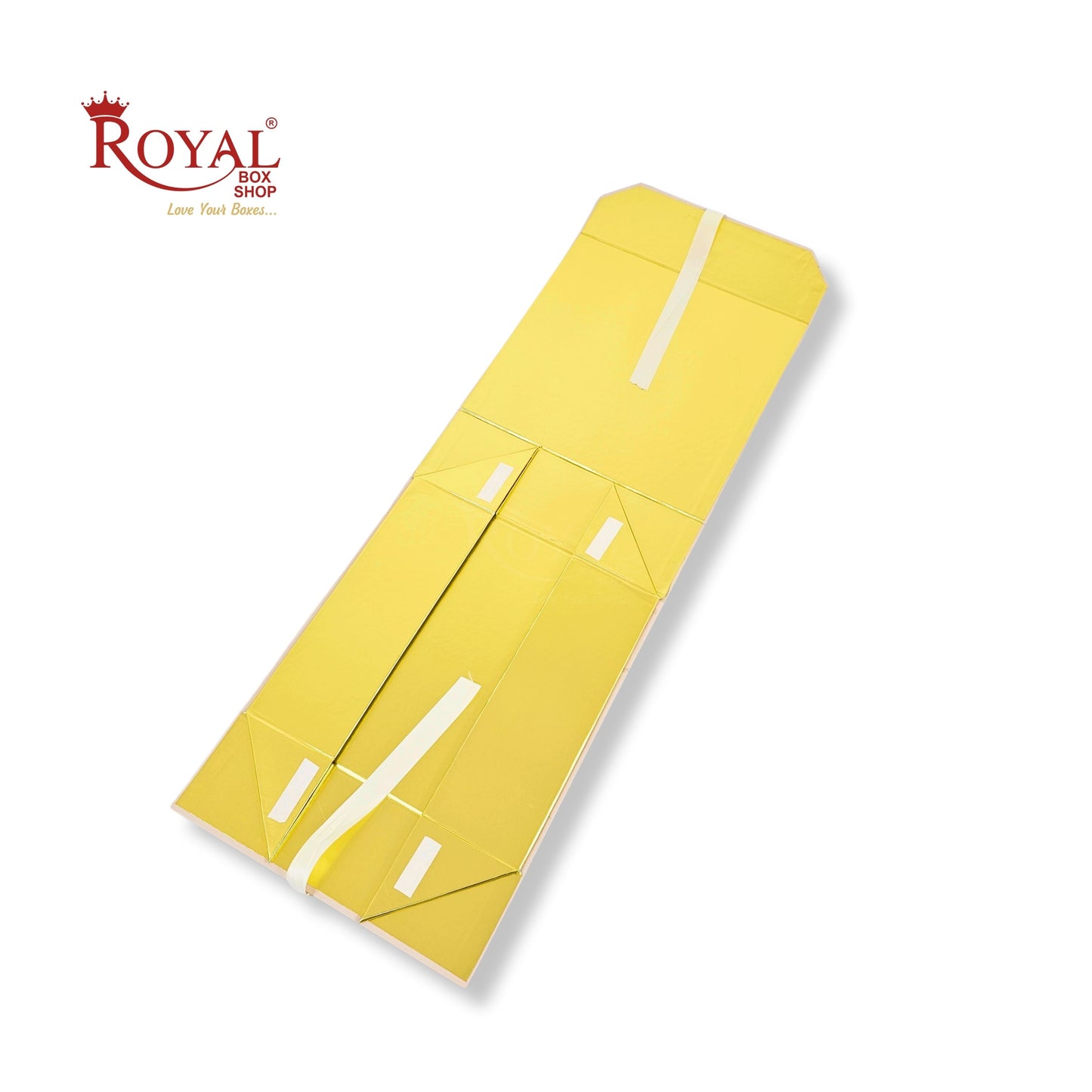 Royal Box Shop® Premium Rigid Gift Box I 12x12x4 Inch I Royal Cream I Collapsible with Ribbon