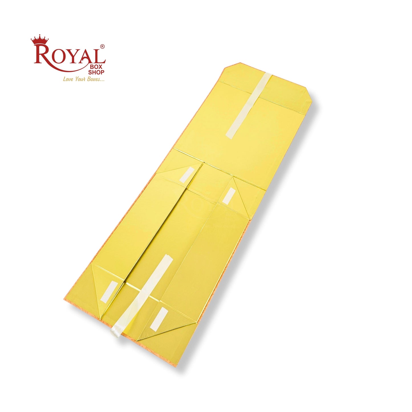Royal Box Shop® Premium Rigid Gift Box I 12x12x4 Inch I Royal Orange I Collapsible with Ribbon