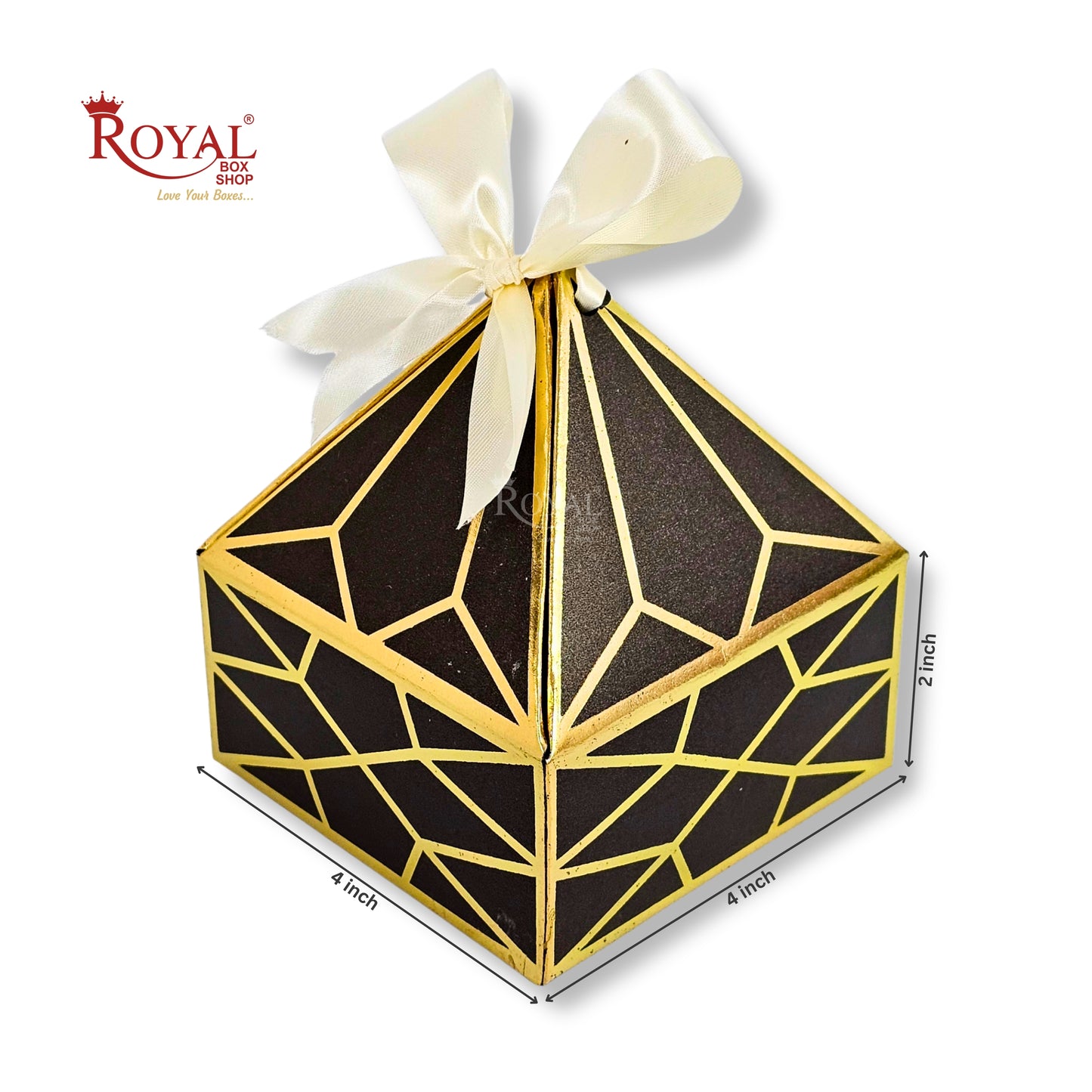 Royal Diamond Gift Box I RCF-03 I Brown with Gold Print I 4x4x2 Inch