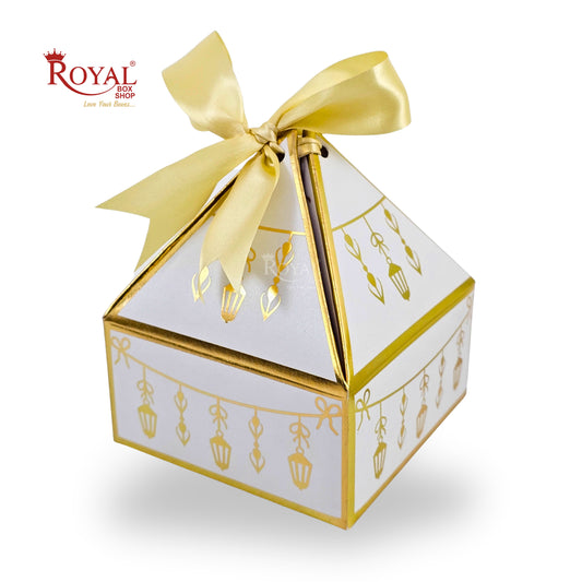 Royal Diamond Gift Box I White Bell Print I 4x4x2 Inch I RCF-03 I Perfect for Sweets, Party Favors