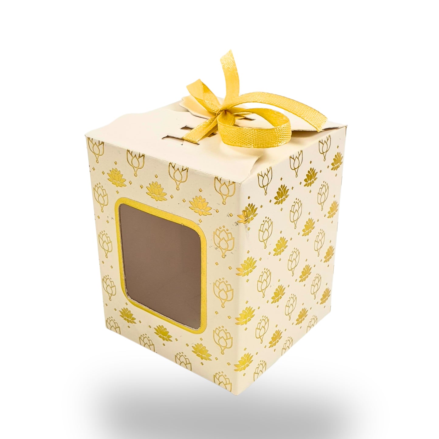 Premium Gift Box | RCF-06 | 3x2.5x2.5 inches | White with Flower Leafing