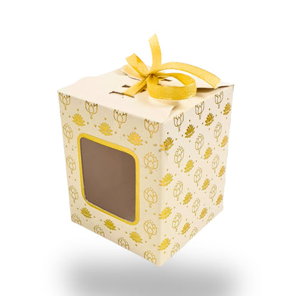 Premium Gift Box | RCF-06 | 3x2.5x2.5 inches | White with Flower Leafing
