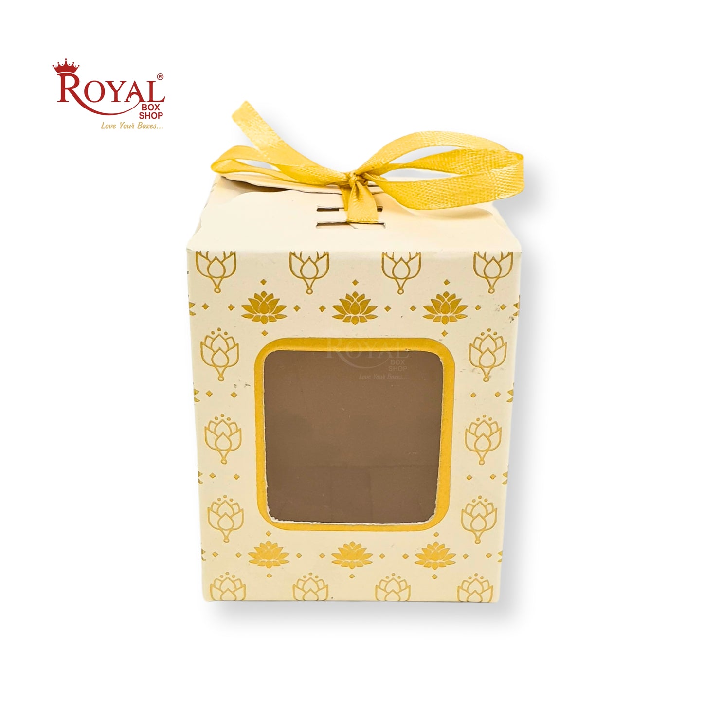 Premium Gift Box | RCF-06 | 3x2.5x2.5 inches | White with Flower Leafing
