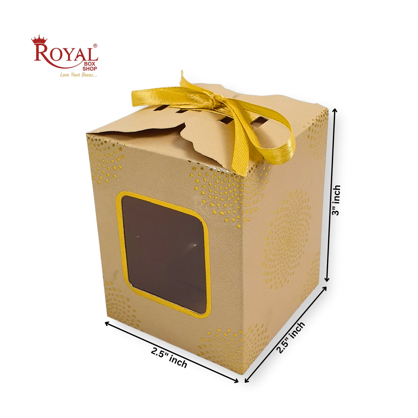 Premium Gift Box | RCF-06 | 3x2.5x2.5 inches | Cream With Golden Leafing