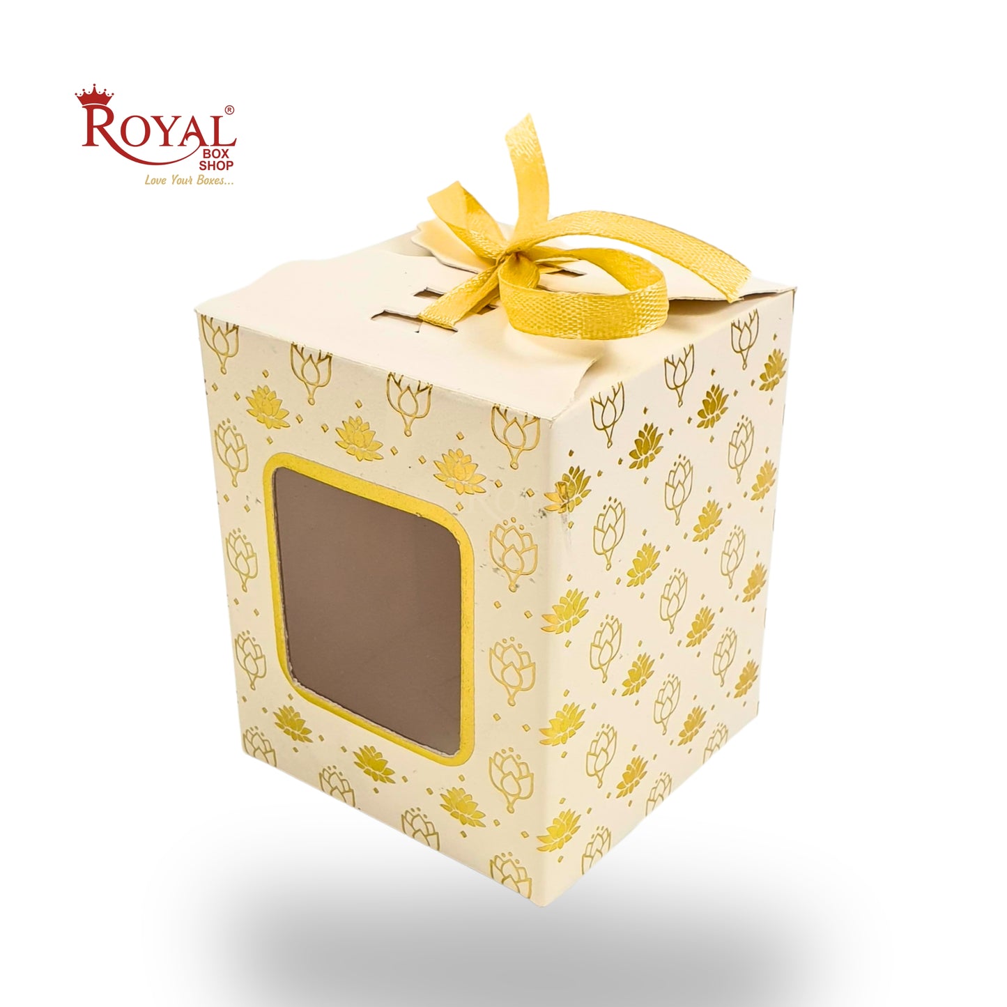 Premium Gift Box | RCF-06 | 3x2.5x2.5 inches | White with Flower Leafing