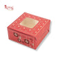 RoyalBoxShop® 4 Piece Laddu Box with Window I RCF-09 D2 I Red Floral I 4x4x2 Inch
