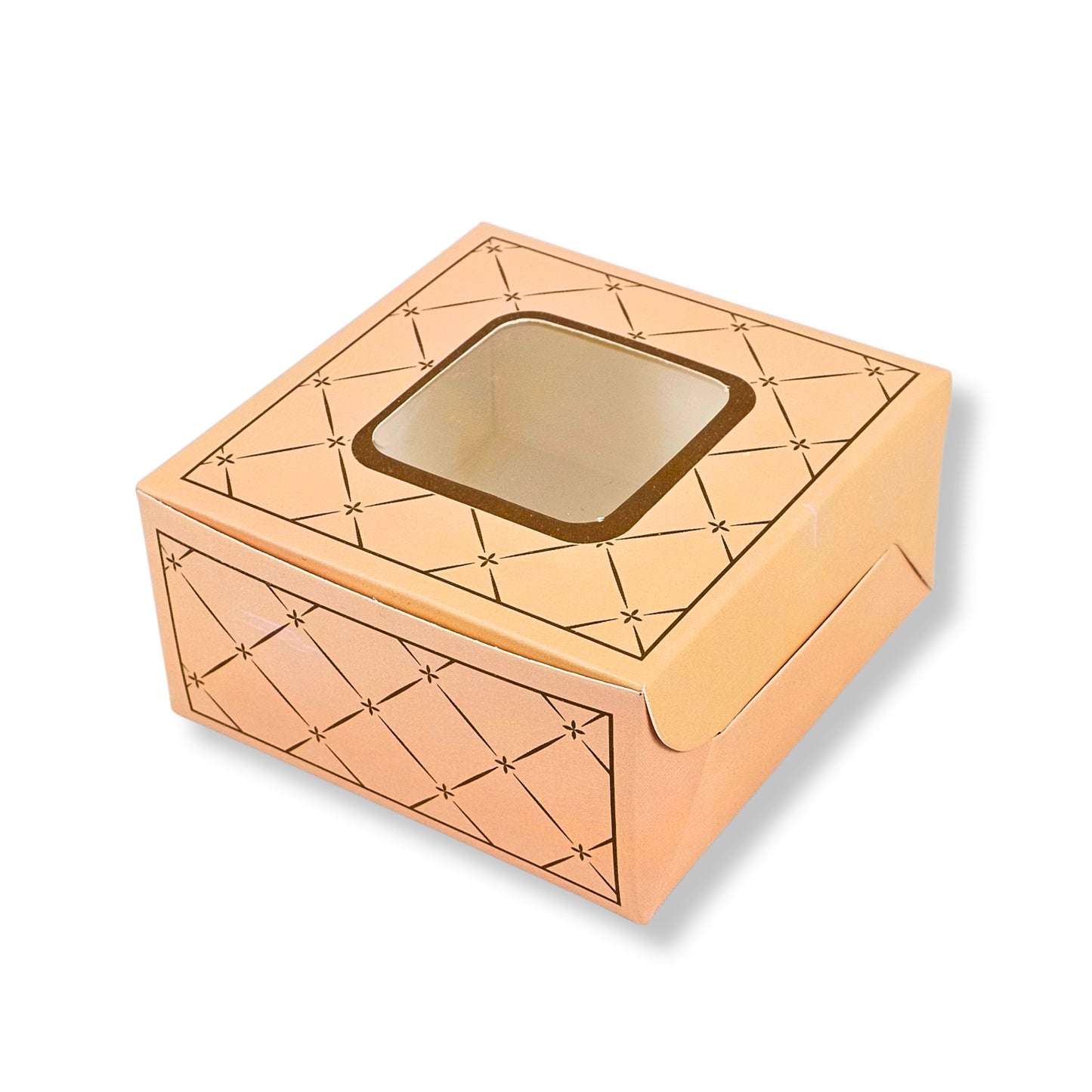 RoyalBoxShop® 4 Piece Laddu Box with Window I RCF-09 D3 I Peach I 4x4x2 Inch