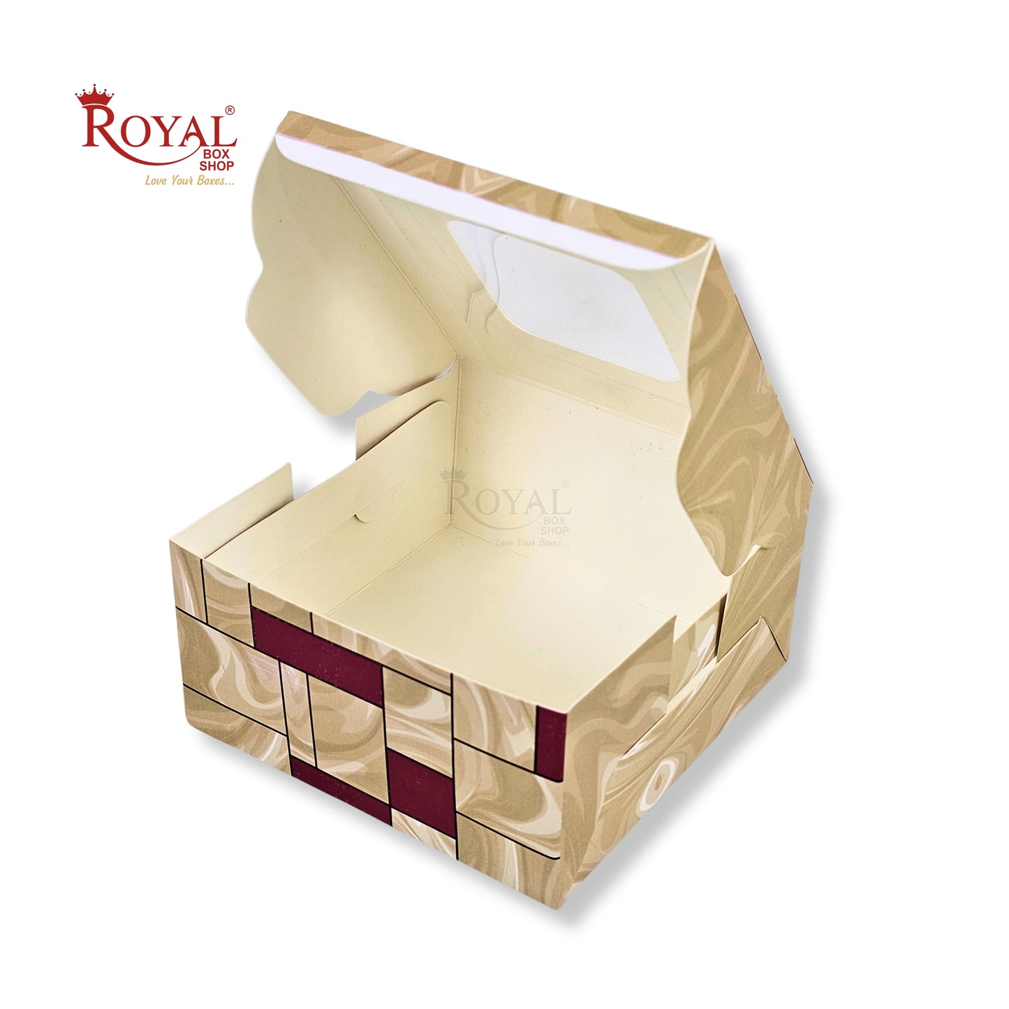 RoyalBoxShop® 4 Piece Laddu Box with Window I RCF-09 D4 I Cream I 4x4x2 Inch