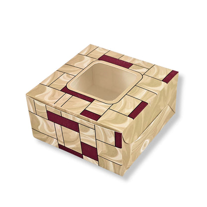 RoyalBoxShop® 4 Piece Laddu Box with Window I RCF-09 D4 I Cream I 4x4x2 Inch