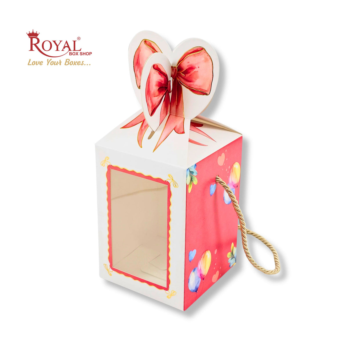 Gift Box Bow Shape | 4x4x6 Inch | RCF-2602 D9 | Red
