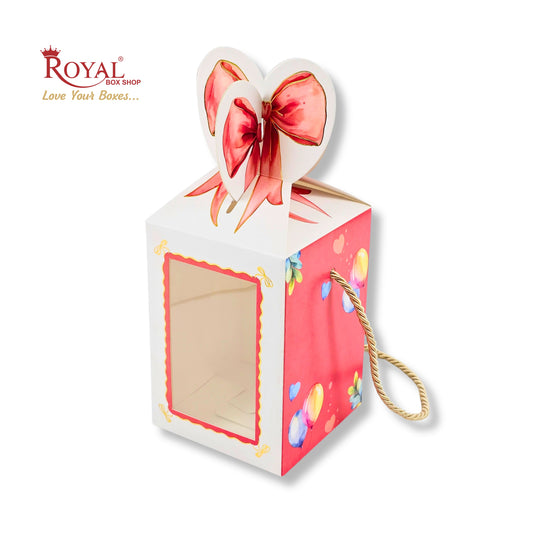 Gift Box Bow Shape | 4x4x6 Inch | RCF-2602 D9 | Red