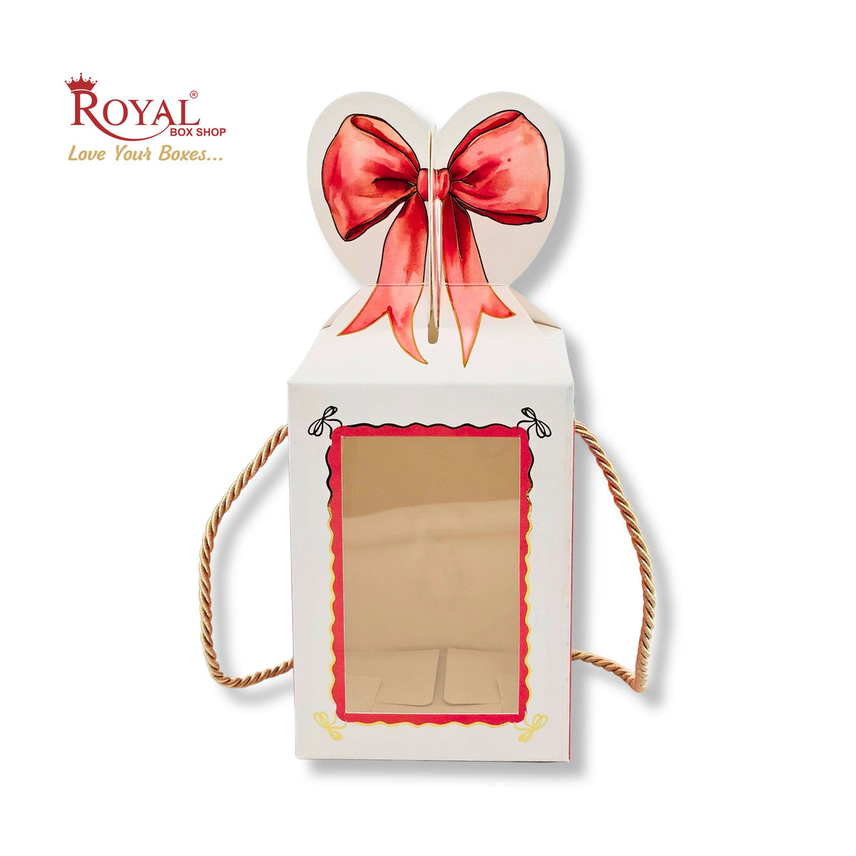 Gift Box Bow Shape | 4x4x6 Inch | RCF-2602 D9 | Red