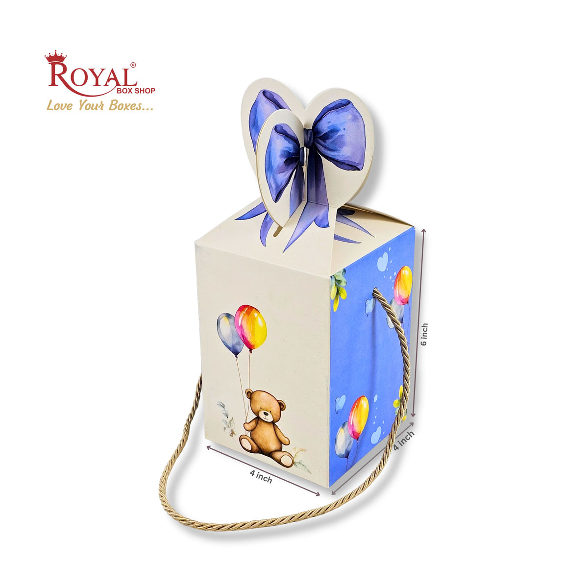 Gift Box Bow Shape | 4x4x6 Inch | RCF-2602 D10 | Royal Blue