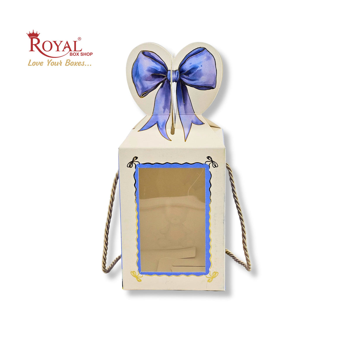 Gift Box Bow Shape | 4x4x6 Inch | RCF-2602 D10 | Royal Blue