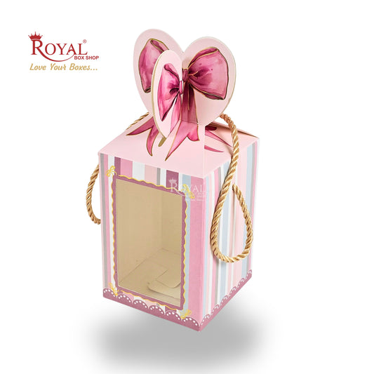 Gift Box Bow Shape | 4x4x6 Inch | RCF-2602 D7 | Pink