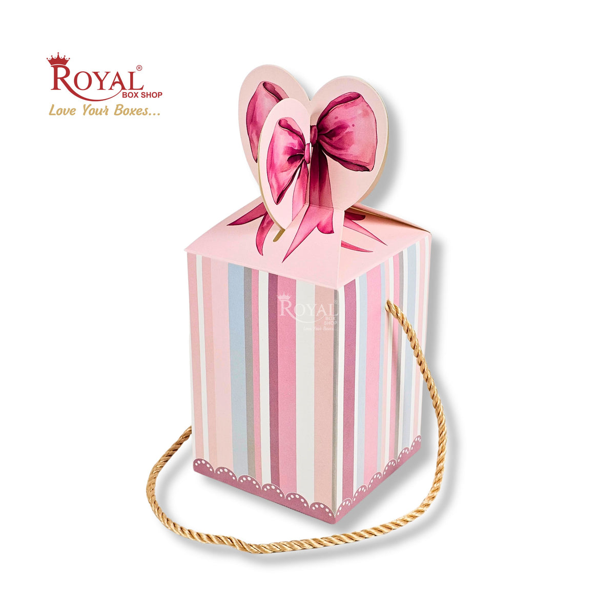 Gift Box Bow Shape | 4x4x6 Inch | RCF-2602 D7 | Pink