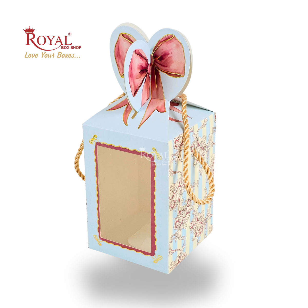 Gift Box Bow Shape | 4x4x6 Inch | RCF-2602 D8 | Baby Blue
