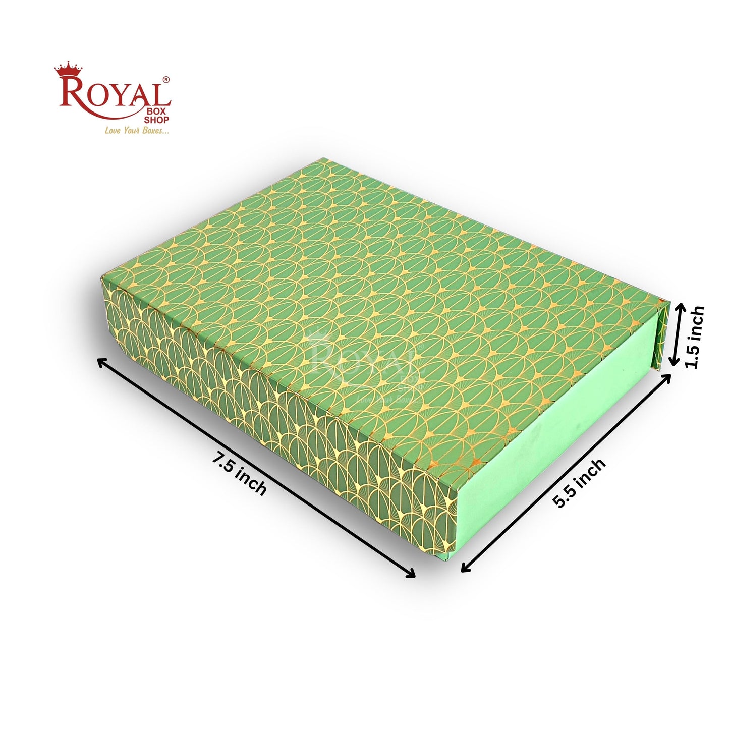 Rigid Chocolate Boxes 12 Cavity With Magnetic Flap I Green with Gold Foiling I 7.5 X 5.5 X 1.5 Inch I Kappa Boxes Royal Box Shop