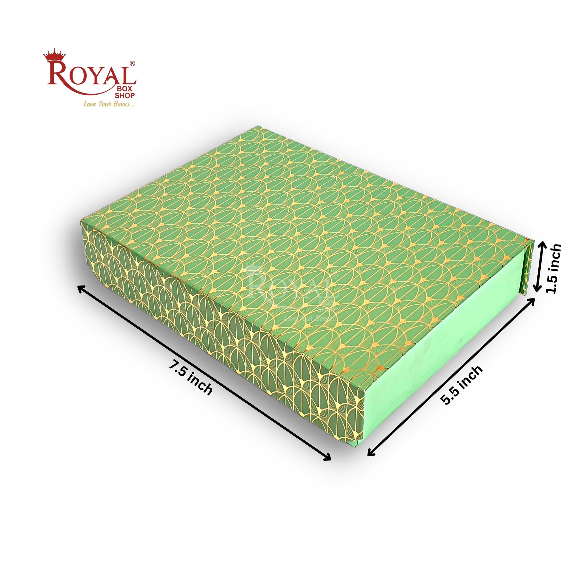 Rigid Chocolate Boxes 12 Cavity With Magnetic Flap I Green with Gold Foiling I 7.5 X 5.5 X 1.5 Inch I Kappa Boxes Royal Box Shop