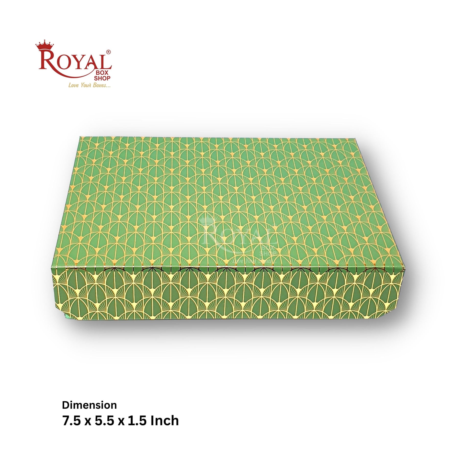 Rigid Chocolate Boxes 12 Cavity With Magnetic Flap I Green with Gold Foiling I 7.5 X 5.5 X 1.5 Inch I Kappa Boxes Royal Box Shop