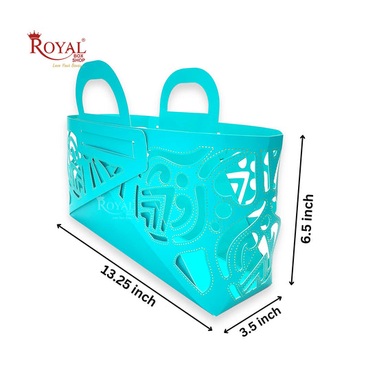 Royal 4 Jar Gift Hamper Bags I Laser Cut Gold Foiling I Blue Color I Wedding, Corporate Birthday Return  Gifting Hamper Bags Royal Box Shop
