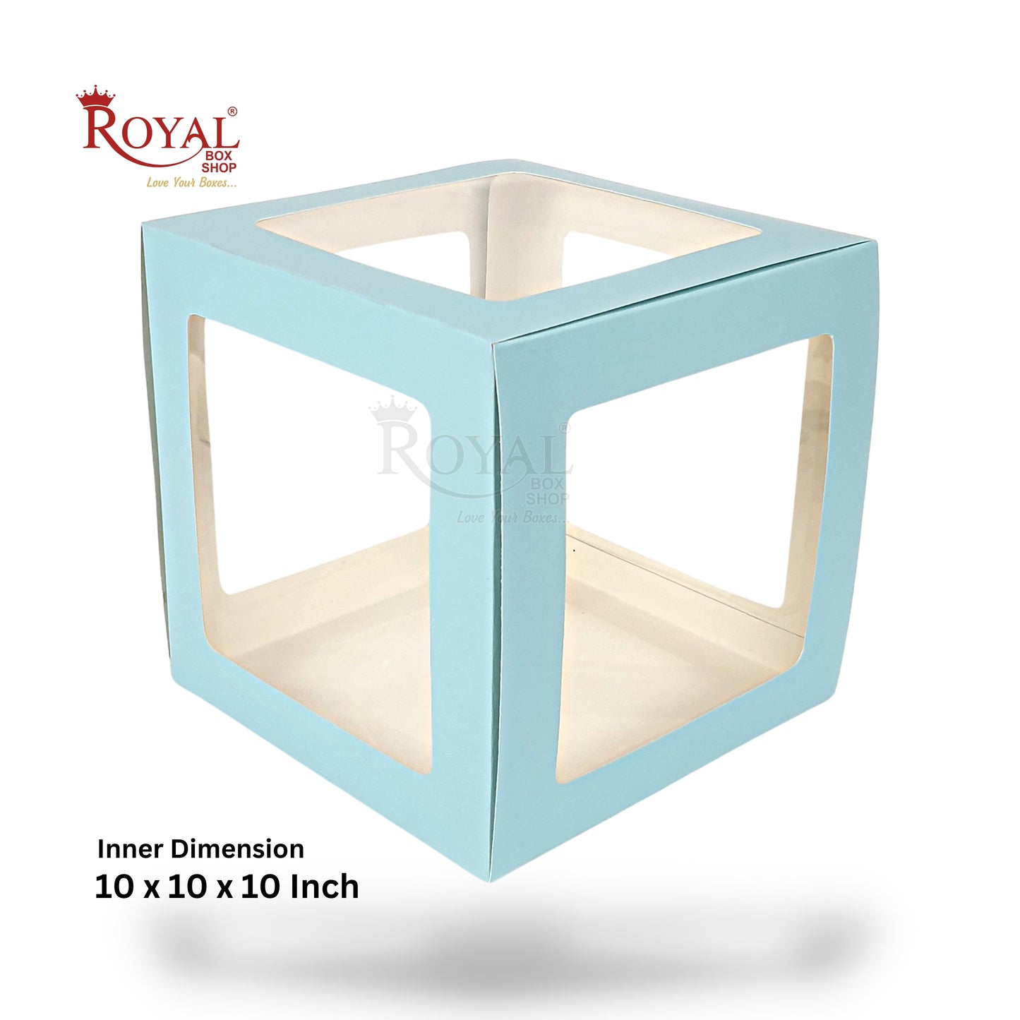 RoyalBoxShop® 5-Window Gift Box I 10x10x10 Inch I Blue I Perfect for Bakery Cakes, Gifts, Parties, Any Occasion Royal Box Shop