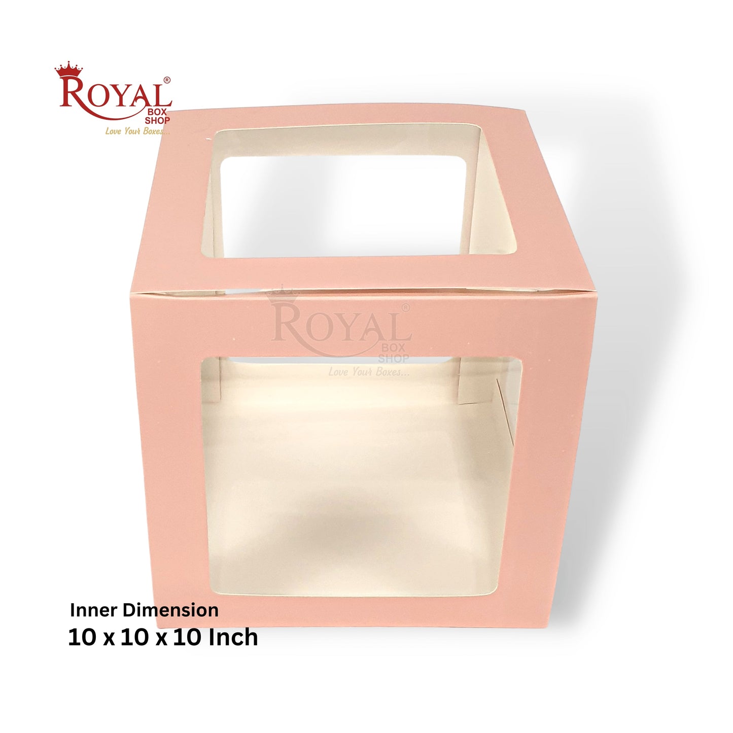 RoyalBoxShop® 5-Window Gift Box I 10x10x10 Inch I Pink I Perfect for Bakery Cakes, Gifts, Parties, Any Occasion Royal Box Shop