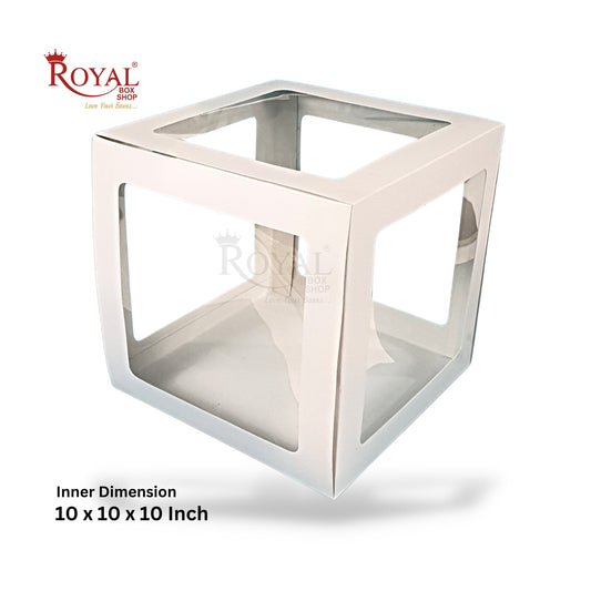 RoyalBoxShop® 5-Window Gift Box I 10x10x10 Inch I White I Perfect for Bakery Cakes, Gifts, Parties, Any Occasion Royal Box Shop