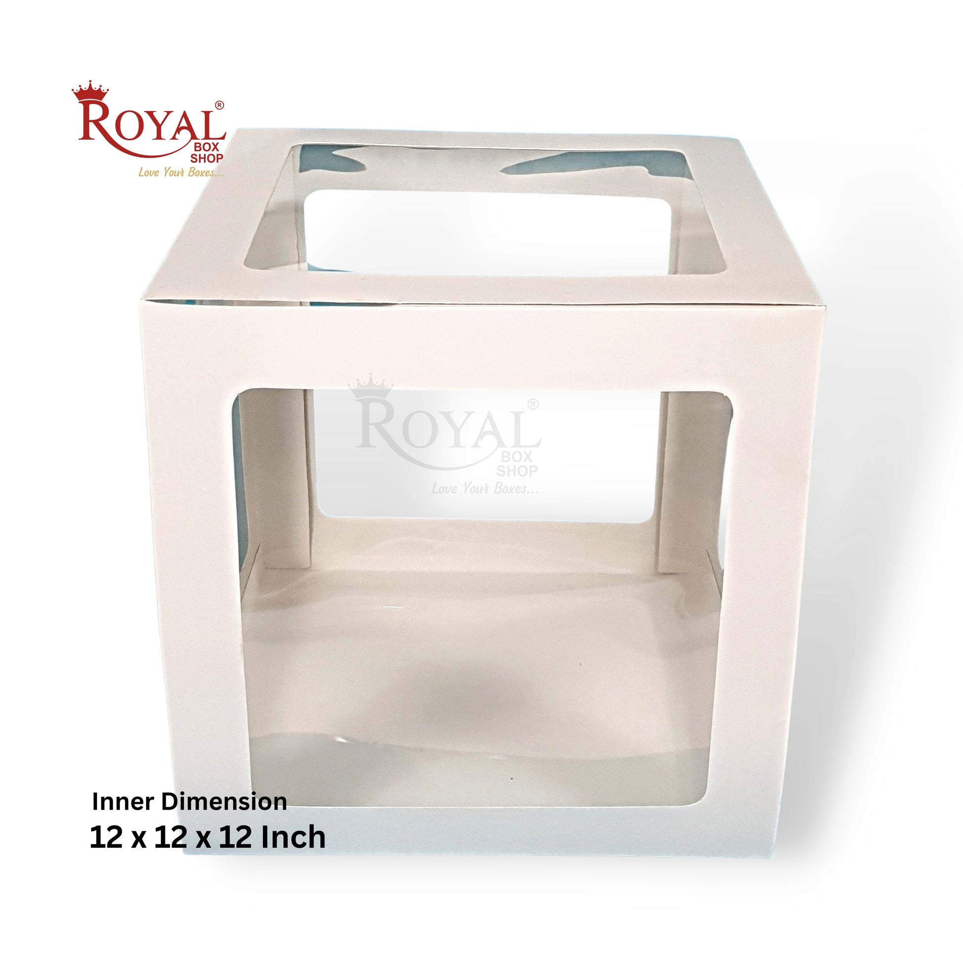 RoyalBoxShop® 5-Window Gift Box I 12x12x12 Inch I White I Perfect for Bakery Cakes, Gifts, Parties, Any Occasion Royal Box Shop