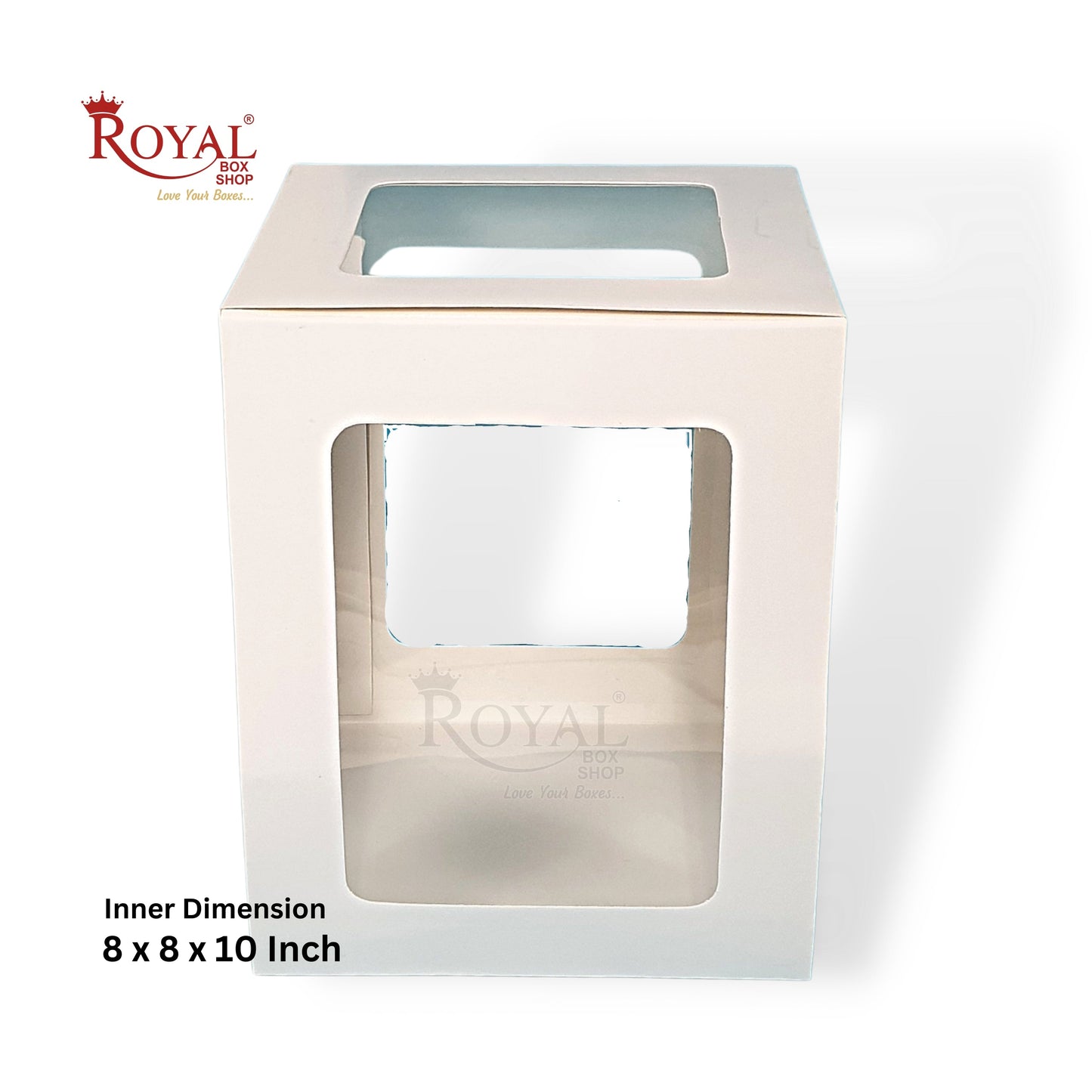 RoyalBoxShop® 5-Window Gift Box I 8x8x10 Inch I White I Perfect for Bakery Cakes, Gifts, Parties, Any Occasion Royal Box Shop