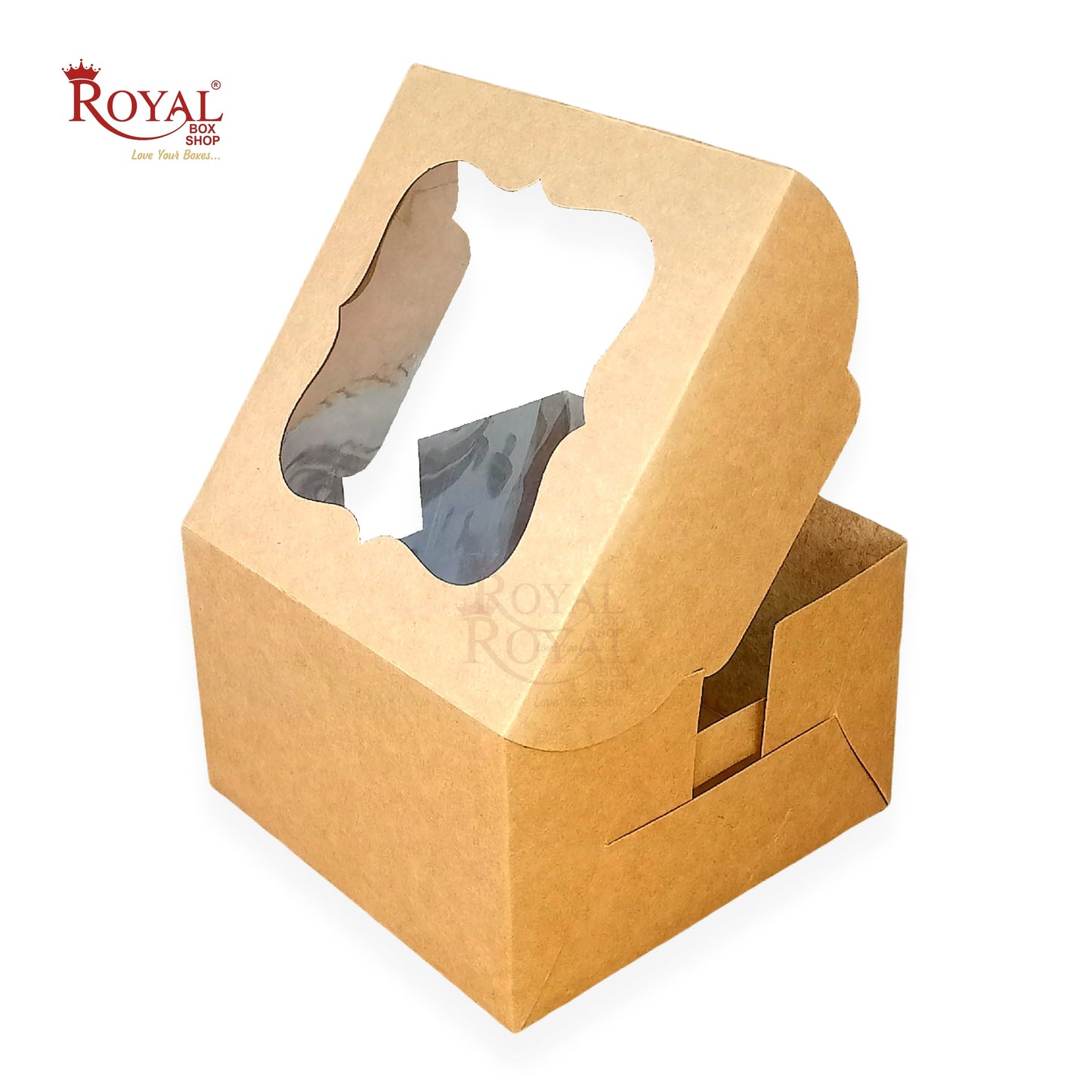 RoyalBoxShop® Cake Box With Window I Size 10x10x5 inch I Kraft 350 GSM I 1 Kg Cake Box Royal Box Shop