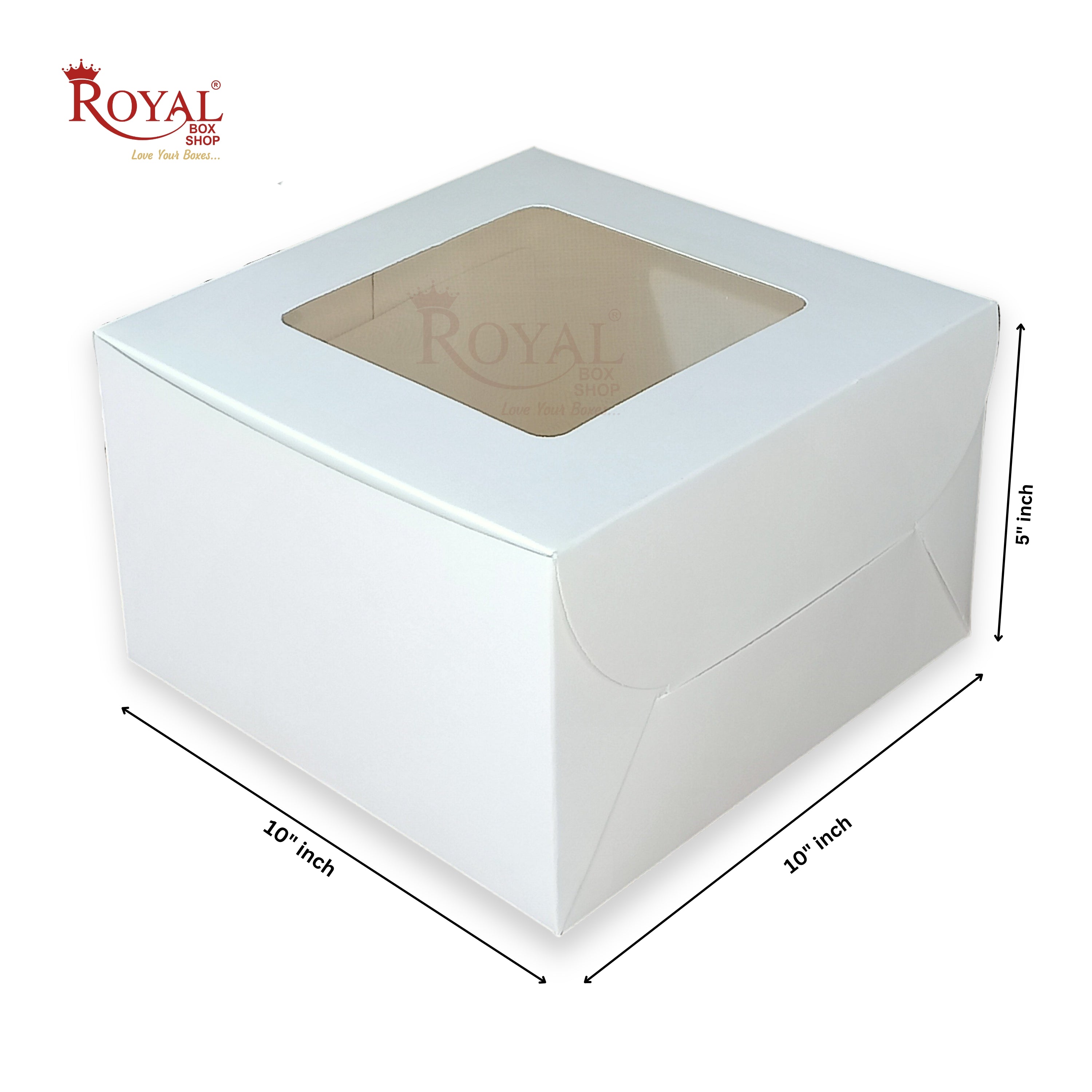 Cake Box With Window I Size 10x10x5 inch I White 350 GSM I 1 Kg Cake ...