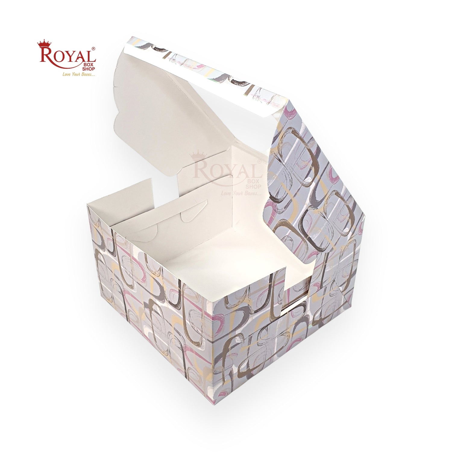 RoyalBoxShop® Window Cake Box I 8"x8"x5" I Clip Print I FBB Paper I 300 GSM Royal Box Shop