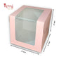 Tall Cake Box L-shape Window - 8"x8"x8"inches - Solid Pink Color Royal Box Shop