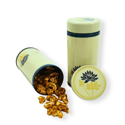 Premium Tin Jars I 6"x3" Inches I Cream With Leafing