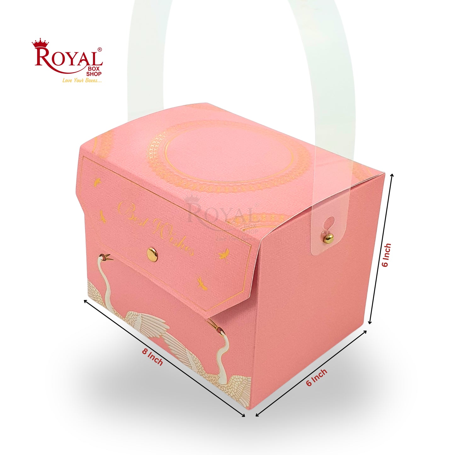 Premium Vanity Gift Hamper Box with Handle I 8x6x6 Inch I Pink I RBF-04 D4