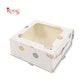 Christmas Theme Dry Cake Box With Window I Size 7x7x3 inch I White I Perfect for Dry Cakes, Chocolates, Cookies, Muffins