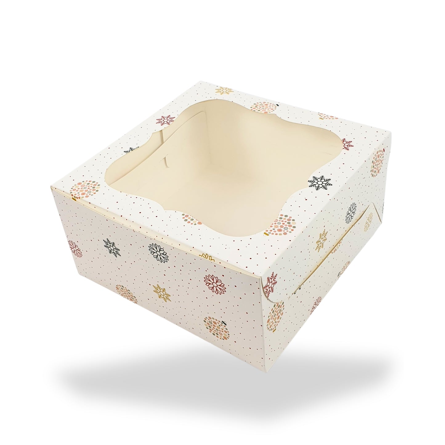 Christmas Theme 4 Cupcake Box I Size 7x7x3.5 Inch I White