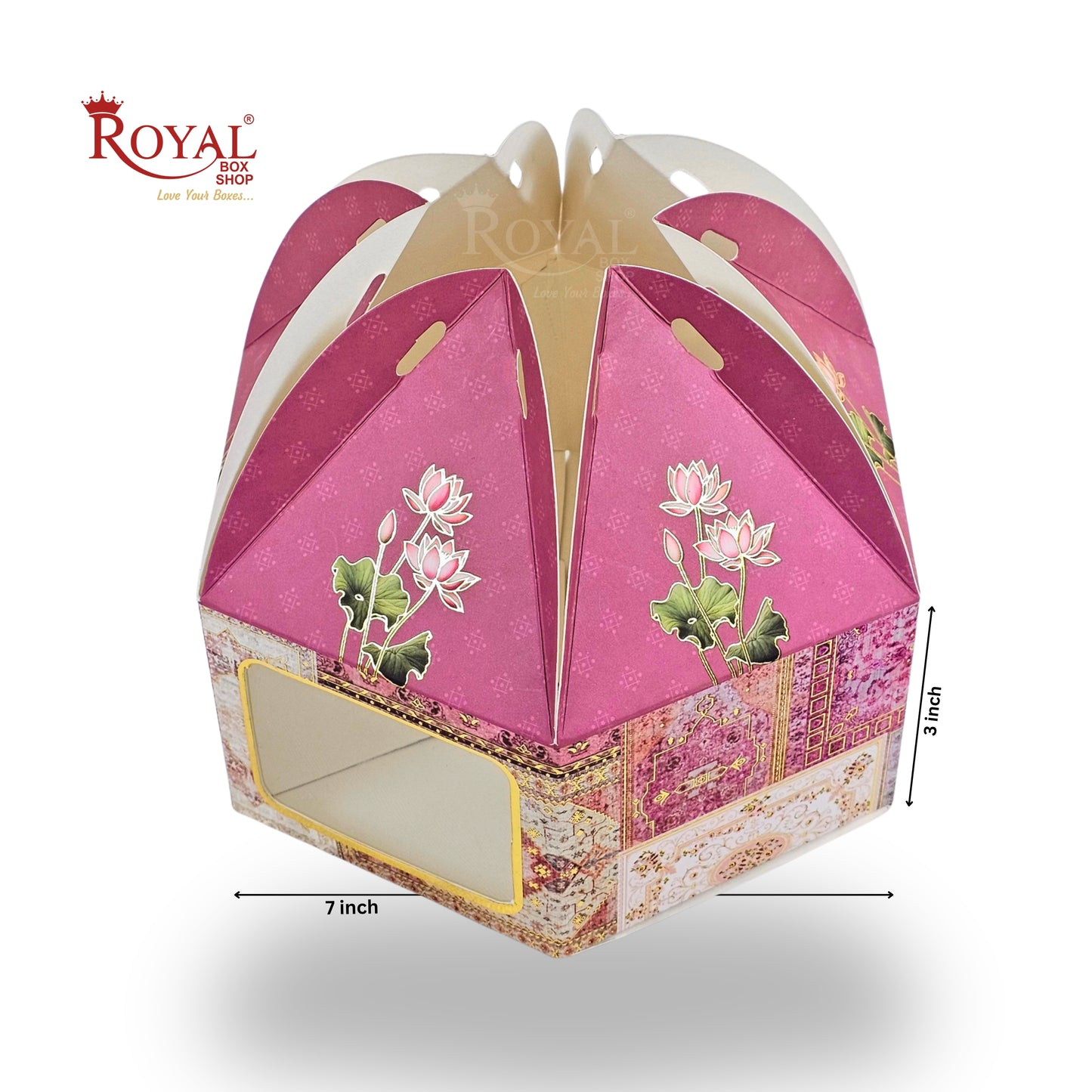 Gift Box Dome Shape I Premium Scodix Gold Foil Print I 7x7x3 Inch I RBF2606 D3