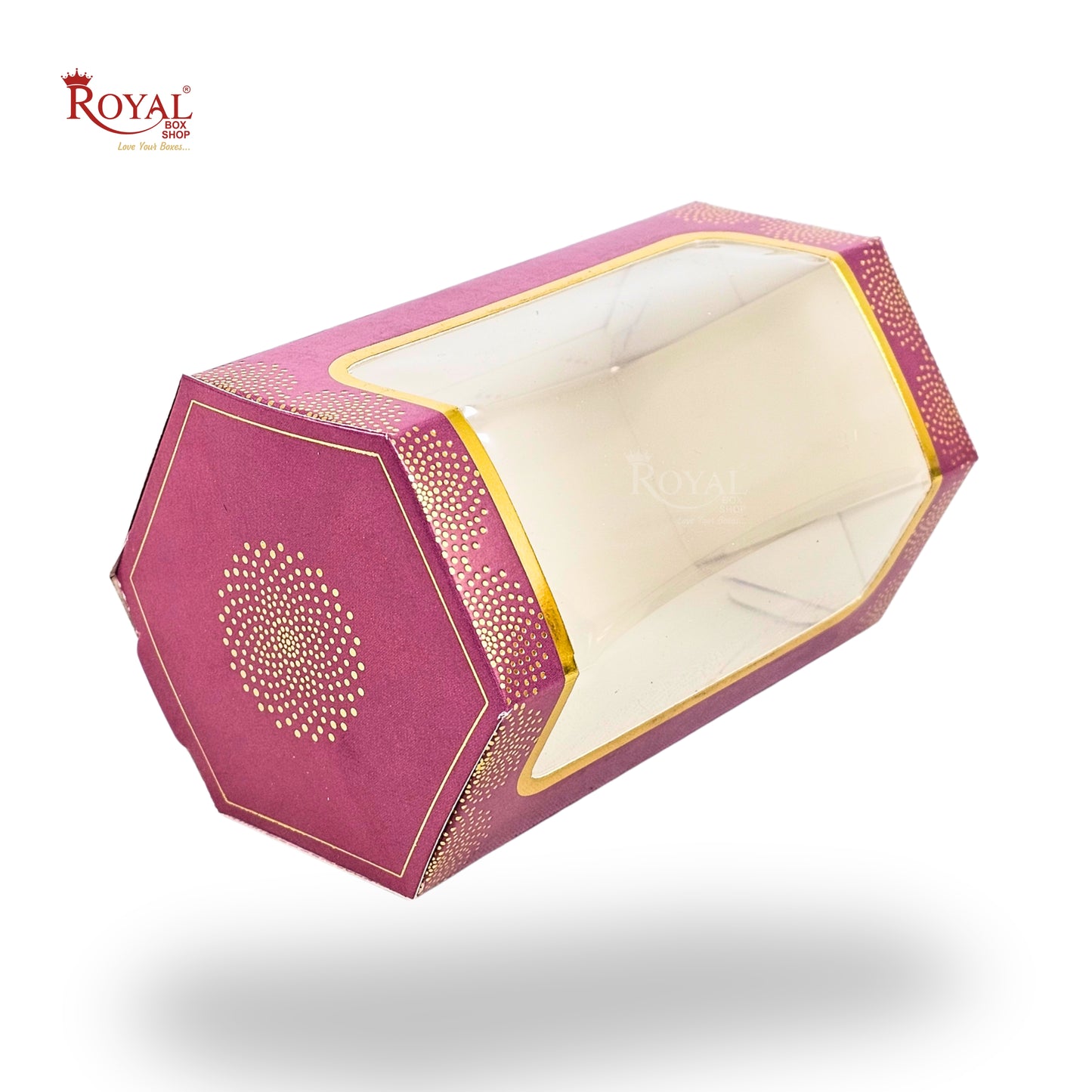 Cookies Box with Window I RCF-08 D1 Hexa I Size 5x3x3 inches I Pink Mandala