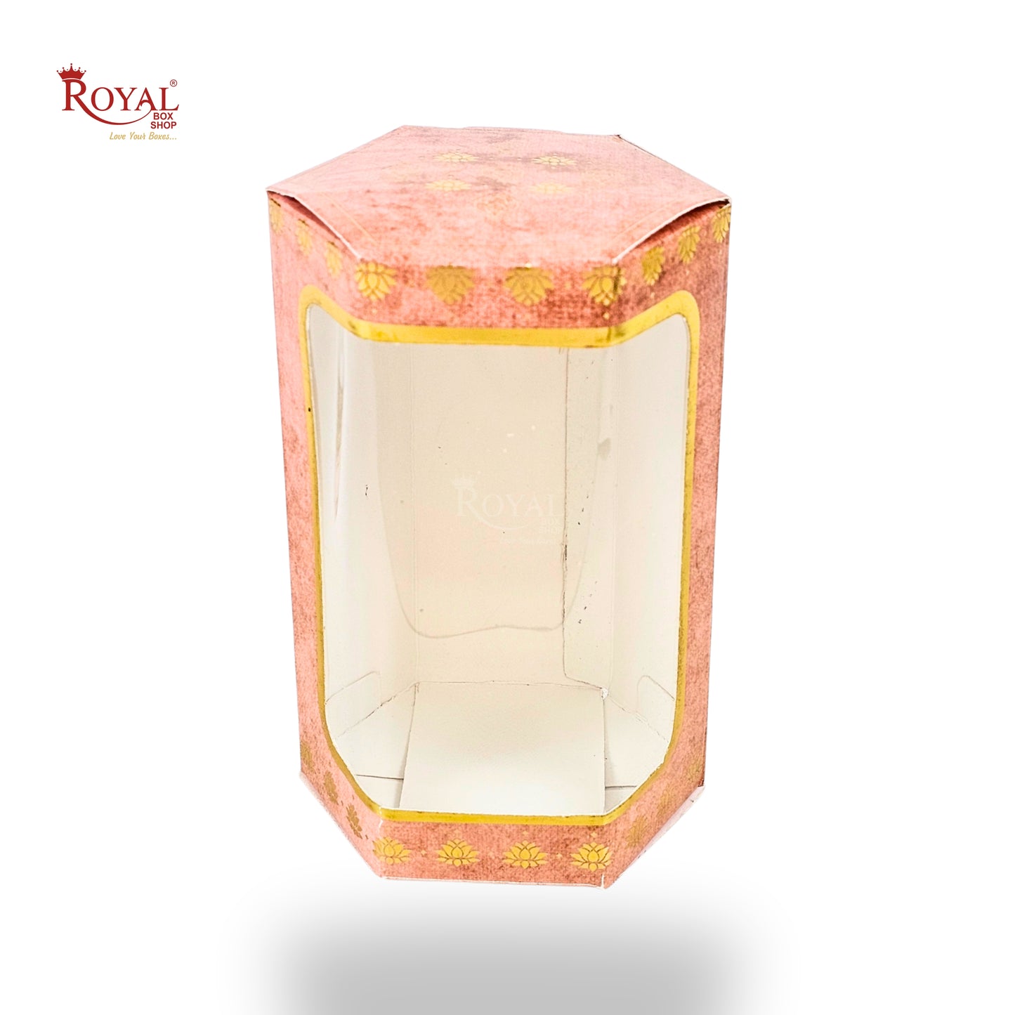 Cookies Box with Window I RCF-08 D2 Hexa I Size 5x3x3 inches I Orange Flower