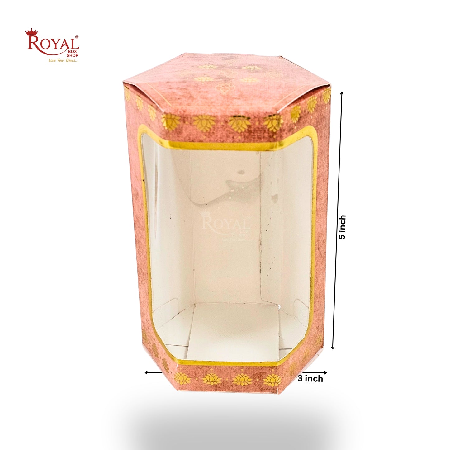 Cookies Box with Window I RCF-08 D2 Hexa I Size 5x3x3 inches I Orange Flower